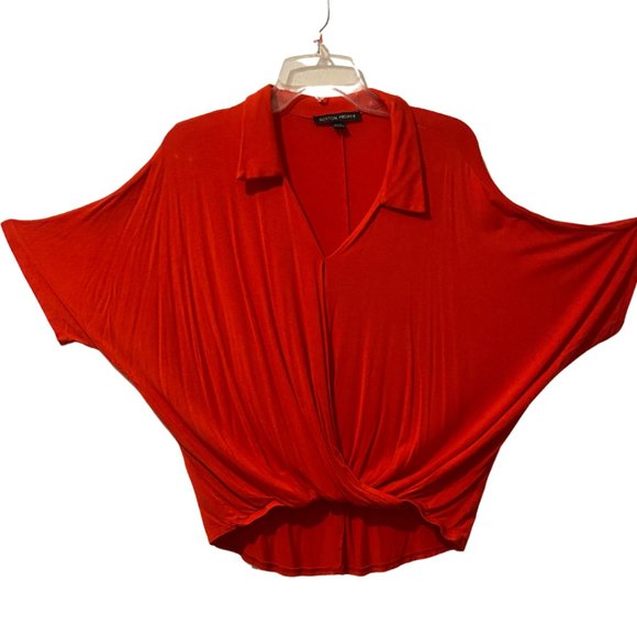 Boston proper wrap dolman collared red top sz Medium - Picture 2 of 10